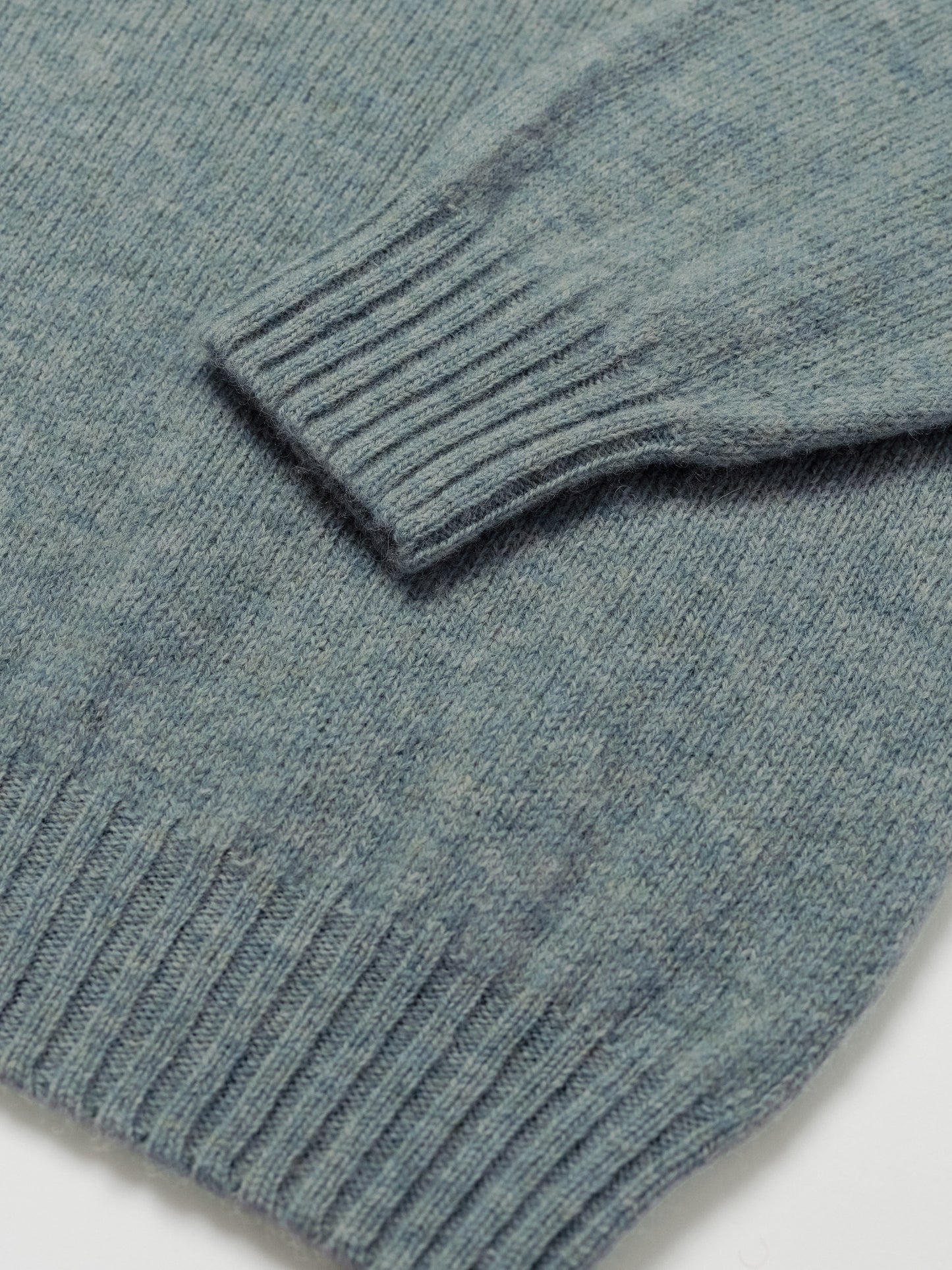 Shetland Wool Crewneck Sweater in Verdigris