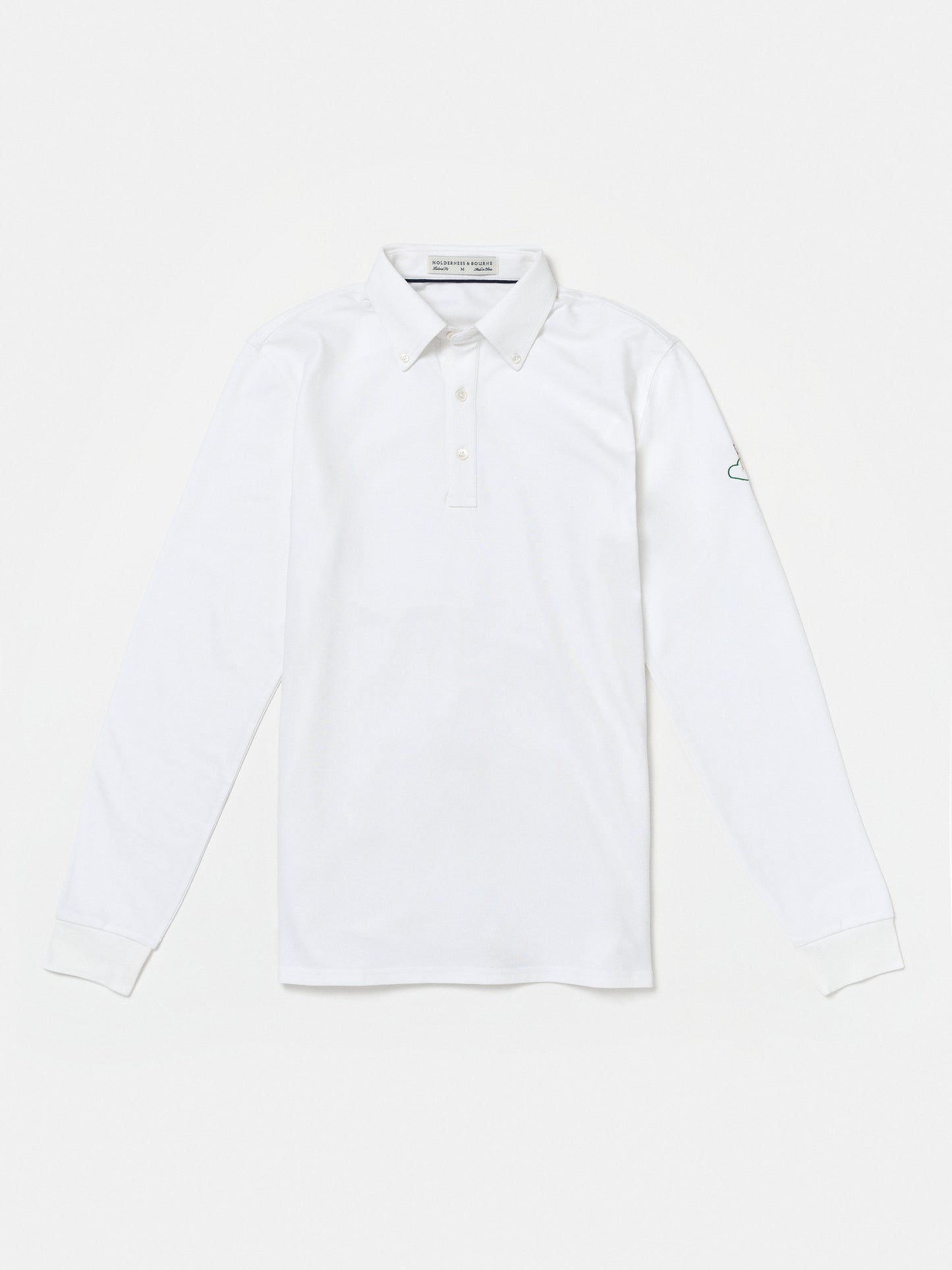 Holderness & Bourne Long Sleeve Pique Polo Shirt in White