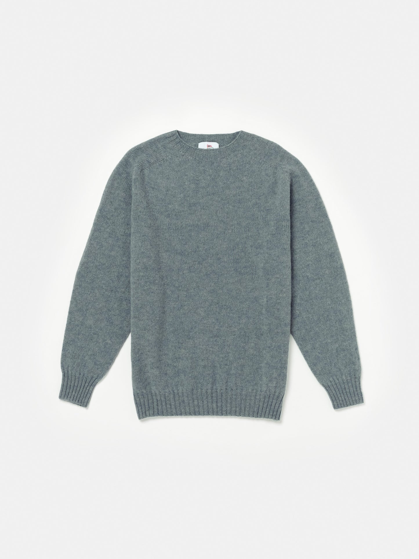 Shetland Wool Crewneck Sweater in Verdigris