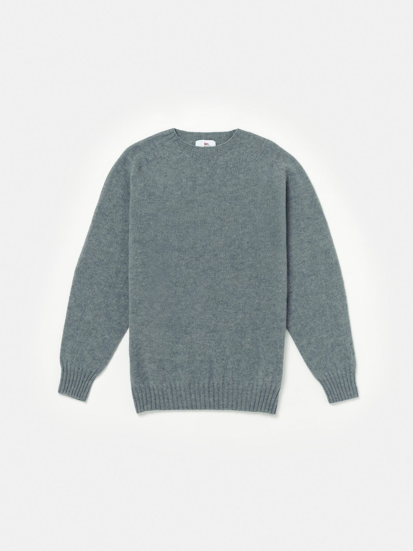 Shetland Wool Crewneck Sweater in Verdigris