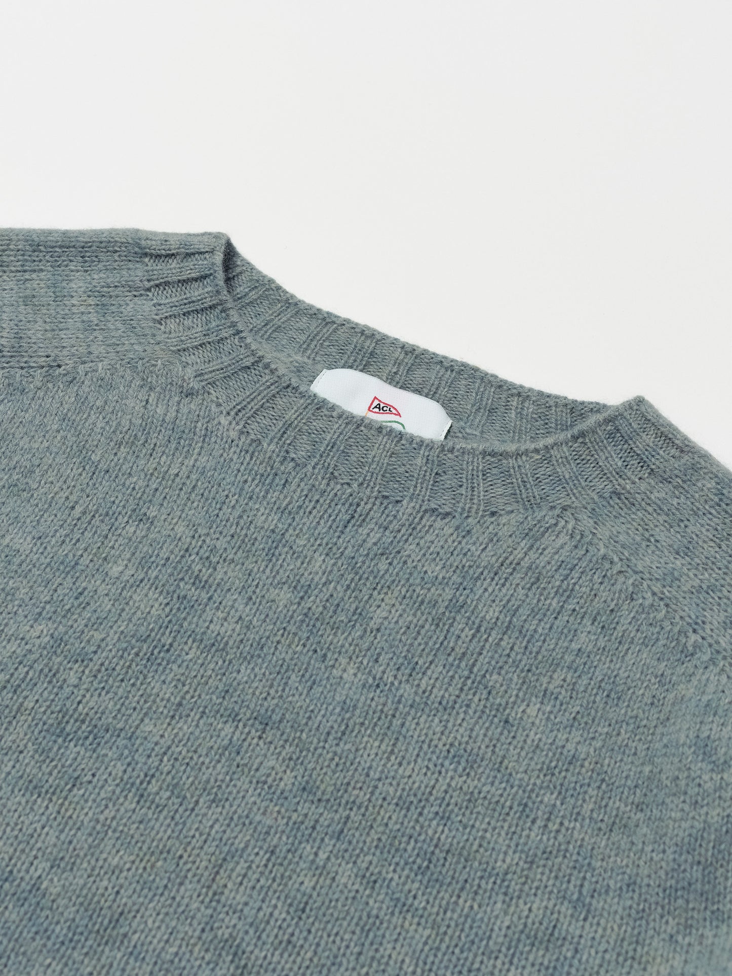 Shetland Wool Crewneck Sweater in Verdigris