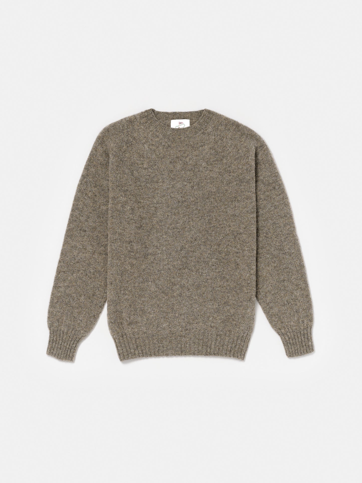Shetland Wool Crewneck Sweater in Fossil