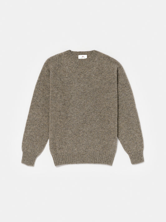 Shetland Wool Crewneck Sweater in Fossil