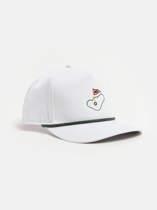 Rope Hat in White with Green