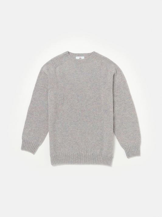 Shetland Wool Crewneck Sweater in Ugie Pearl