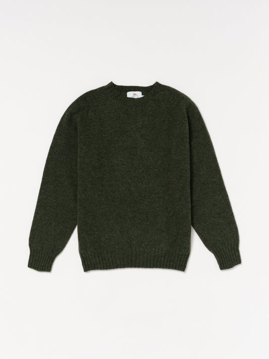 Shetland Wool Crewneck Sweater in Spruce