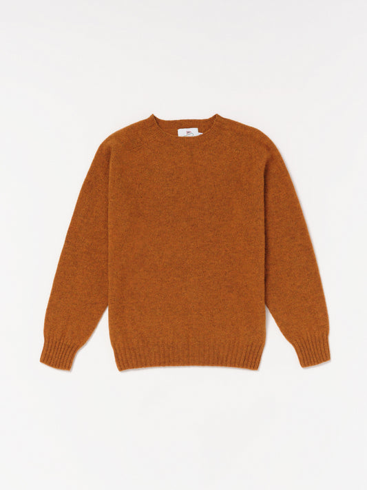 Shetland Wool Crewneck Sweater in Vintage Orange