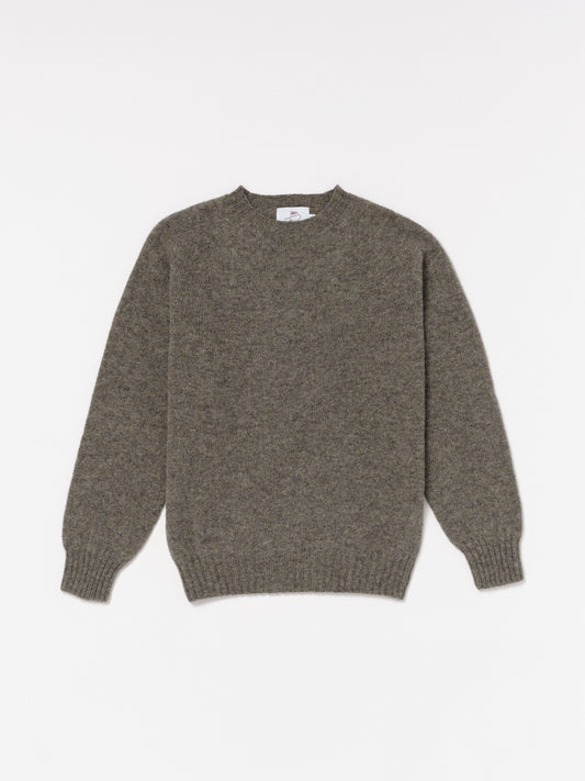 Shetland Wool Crewneck Sweater in Oyster